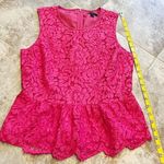 J.Crew  Peplum Barbie Pink Lace Scoop Neck Sleeveless Blouse Tank Size 2 Stretch Photo 2