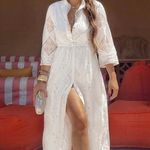 ZARA Sara white lace long sleeve maxi dress with waist belt boho summer vacation  Photo 3