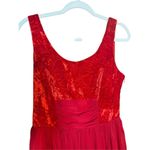 Free People  Vibrant Red Crushed Velvet Party Mini Baby Doll Dress Sz 8 Photo 4