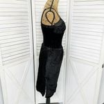 Anac by Kimi Velvet Faux Fur Sleeveless Sheath Dress Black Small Black Photo 2