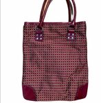 Cynthia Rowley  red canvas print w/red leather trim Photo 4