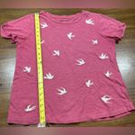 Lucky Brand  Size L Pink W/ Embroidered White Bird Photo 3