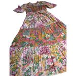Banjanan Hilary Dress in Loki’s Garden Puffed Sleeve Midi Dress Size Medium Pink Photo 3