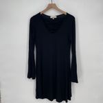 No Comment  Black Long Sleeve Lattice V Neck Mini Dress Size M Photo 1