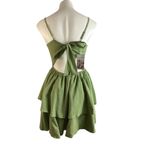 Halara  Backless Adjustable Straps Green Sleeveless Tiered Dress Photo 14