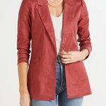 Level 99 Rachel Linen Blend Blazer Jacket Rose Pink Open Front Stretch Size S Photo 0