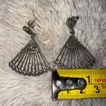 Sterling Silver Marcasite Fan Earrings 925 Dangle‎ Pierced Ears Photo 7