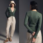 Anthropologie  Pilcro Ruched Top Hunter Green Soft Adjustable Size XS 0-2 Photo 1