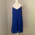Amanda Uprichard cobalt blue button front sleeveless silk mini dress size M Photo 1