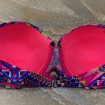 Coral Tropics Bikini Top Size M Bandeau Strapless Underwire Tribal Photo 3