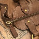 Valentino Garavani 1990s Brown Pleated Leather Shoulder Bag Tote Brass Hardware Photo 7