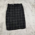 Alberta Ferretti Tweed Skirt Plaid Wool Blend Career Pencil Black Sz 8 Designer Photo 3