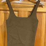 Vince Olive Ribbed Knit Tank Top XS Scoop Neck Minimalist Photo 0