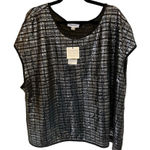 Calvin Klein Women's 3XL Black & Silver Sequin Party Blouse Photo 0