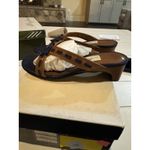 Mezlan Heeled Brown Leather Denim Sandals Bow Size 5.5 Photo 3