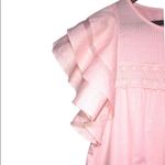 Rebecca Minkoff  Pink Ilana Short Flutter Sleeve Crochet Trim Tiered Mini Dress Photo 9