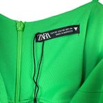 ZARA  XS GREEN MIDI DRESS WITH DRAPED DETAIL Ruched Tie Slit Christmas Party Photo 8