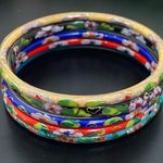 5pcs Vintage Enameled Cloisonne Bangle Bracelets 64g. Blue Photo 2