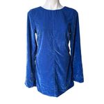 Free People NWT,  Chelsey Mini Dress Blue Velvet Open Back Bell Sleeves, Sz S Photo 2
