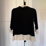autumn cashmere  Sweater Women's Mock Neck Colorblock White Black Pullover Photo 2