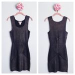 Mara Hoffman Mara Huffman Black Metallic Knit Ribbed Bodycon Dress with Zipper Details Photo 1