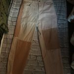 SheIn  70s Style Pink Patchwork Deconstructed Jean M Boho Festval Hippie Rainbow Photo 0