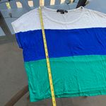 Forever 21 Jewel Tone Colorblock Striped Boxy Crop Top White/Blue/Emerald - Small Photo 16