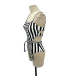 ONIA  Rumi Black &‎ White Striped Cutout One Piece Swimsuit Belted Size Photo 4