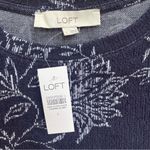 Loft Jacquard Skirt and Sweater Set Textured Dark Blue Floral Cotton blend Sz L Photo 12