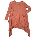 Free People  Coral Peach Oversized Asymmetrical Hem Tunic Sweater Size Medium Photo 11