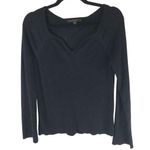 Cyrus Womens Top V Neck Long Bell Sleeve Ribbed Black S Photo 0