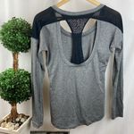Calia Gray & Black Long Sleeve Lace Racerback Panel Athletic Sport Top S Photo 2