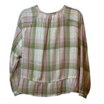Time & Tru Plaid Button Up Top Long Sleeve Peplum Cinched Waist Bohemian Style # Pink Size 16 Photo 2