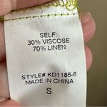 Ellison  Green Linen Blend Puff Sleeve Button Front Dress Small Photo 8