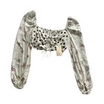 For Love & Lemons  Lucia Smocked Tie Long Sleeve Crop Top NWT Size XL Photo 6