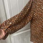 West Kei Brown Button-Up Blouse with Tie Front Photo 2