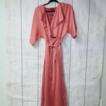 EXPRESS  Satin Wrap Midi Dress in Rose Pink Photo 5