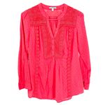 Anthropologie  Leifnotes Coral Embroidered Tunic Swiss Dot Boho Beach Blouse Photo 0