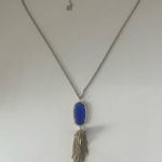 Kendra Scott Rayne Cobalt Blue Cat’s Eye Pendant Gold Tassel Long Necklace Photo 1