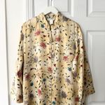 Natori Vintage Satin Yellow Floral Full Zip Sleepwear Kaftan Nightgown Small Photo 1