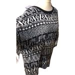 Gianni Bini Poncho Black and white oversized poncho style sweater with fringe si Photo 2