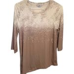 H by Halston H Halston Asymmetric Tunic Top White Tan Dots XS Photo 0