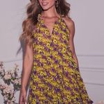 VICI  Tiered Baby Doll Dress XS Yellow Purple Floral‎ Mini Photo 0