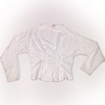 Pilcro Pleated Oatmeal Heathered Cream Raw Edge Long Sleeve Sweatshirt S Photo 5