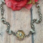 Vintage Byzantine Chain Ball Bead Collar Necklace Flower Hidden Clasp 22" Japan Gold Photo 1