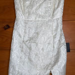 Lulus NWT  Bubbly Beauty Ivory Jacquard Strapless Bustier Mini Dress Cocktail L Photo 0