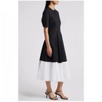 Halogen NEW Front Seam A-Line Midi Dress Rich Black Photo 1