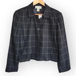 American Vintage Vintage Casual Corner Black White Line Square Print Long Sleeve Blazer Top L Photo 0