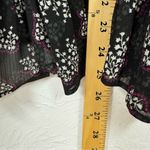 Anna Sui  Black Ditsy Floral Blouse Womens L Sheer Boho Peplum Long Sleeve Top Photo 8