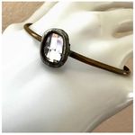 WHM rhinestone silver brass open cuff bracelet Photo 2